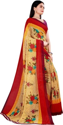 Saadhvi Self Design Kalamkari Cotton Blend Saree(Red)