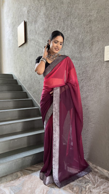 Julee Self Design Bollywood Georgette Saree(Purple)
