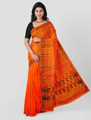 Mayabi Woven Jamdani Cotton Silk Saree(Orange)