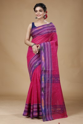 Bong ButiQ Self Design Tant Handloom Pure Cotton Saree(Pink)