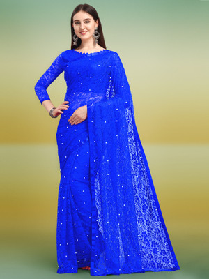 LOROFY Self Design Bollywood Net Saree(Multicolor)