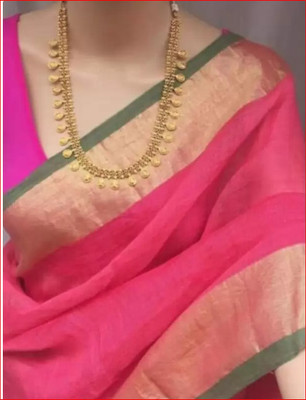 HAIDER ALI AND SONS Solid/Plain Bollywood Cotton Blend Saree(Pink)