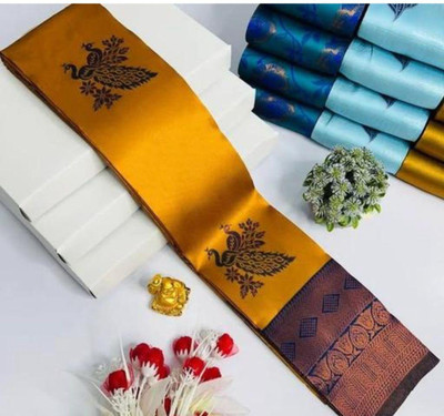 WOMENELEGENCE Embellished Banarasi Pure Silk Saree(Gold)