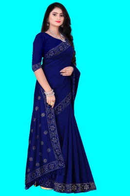 SHIVAYFAB Self Design Chanderi Georgette, Art Silk Saree(Blue)