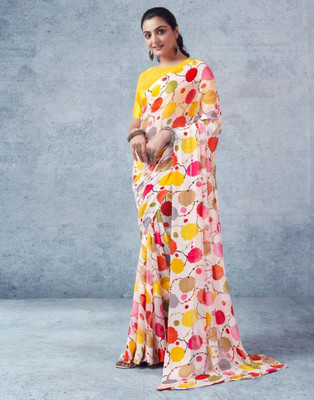 Sitanjali Printed Bollywood Georgette Saree(Yellow)