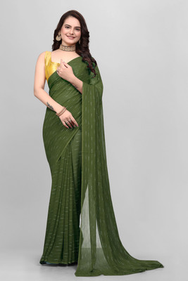 Triveni Fab Self Design Daily Wear Viscose Rayon Saree(Dark Green)
