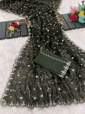 Ethina Fashion Dyed Bollywood Art Silk Saree(Light Green)