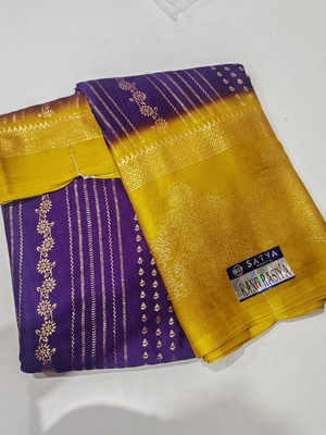 Vinayaka Textiles Geometric Print Bollywood Silk Blend Saree(Purple)