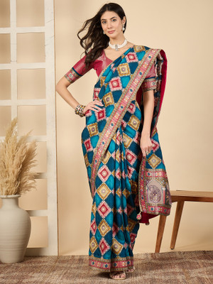 all about you Woven Banarasi Viscose Rayon Saree(Light Blue)