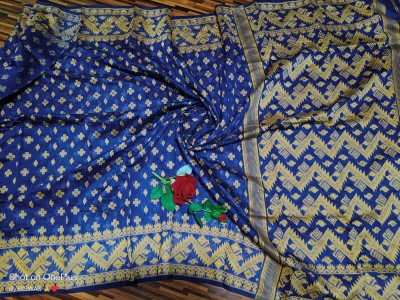 RDAPPARELS CREATION Self Design Jamdani Cotton Silk Saree(Blue)