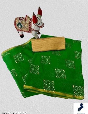 CHAUNDA CREATION Woven Daily Wear Chiffon Saree(Green)