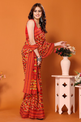 YASHIKA Printed Bollywood Georgette Saree(Red)