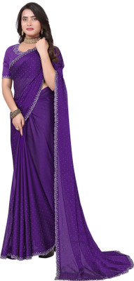 kealawomenclothing Embellished Daily Wear Satin Saree(Purple)
