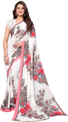 Priyashi Floral Print Bollywood Georgette Saree(White)