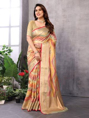 Moda Rapido Woven Banarasi Organza Saree(Green)