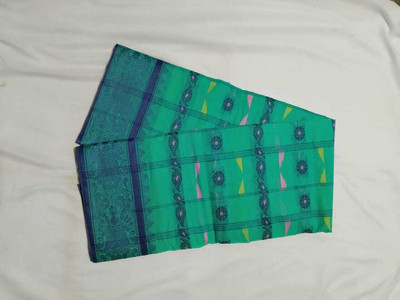 ABEight Woven, Self Design, Solid/Plain Tant Cotton Blend, Cotton Jute Saree(Pack of 2, Green)