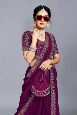 Suali Printed Bollywood Georgette Saree(Purple)