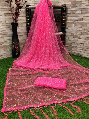 LADYSUTRA Self Design Bollywood Net Saree(Multicolor)