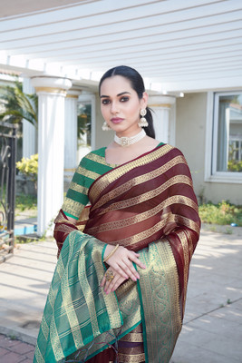 Aarunika IC Solid/Plain Bollywood Organza Saree(Magenta)