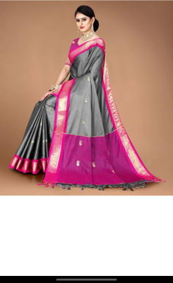 Mortal Textile Animal Print Assam Silk Cotton Silk Saree(Black)