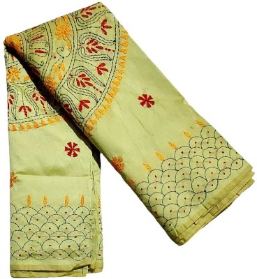 fashweave Embroidered Handloom Art Silk Saree(Light Green)