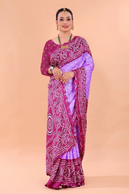 NEGRONI Printed Daily Wear Cotton Silk Saree(Purple, Pink)