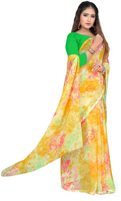Adiyogi Enterprise Printed Bollywood Georgette Saree(Multicolor)