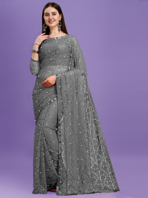 Croza Self Design Bollywood Net Saree(Multicolor)
