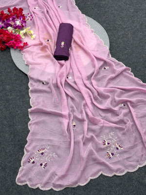 Kstabhanjan Self Design, Solid/Plain Bollywood Tussar Silk Saree(Pink)