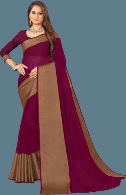 Ramadev fashion hub Color Block Banarasi Chiffon Saree(Purple)