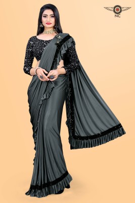 KASHYAP ART Embellished Bollywood Lycra Blend Saree(Grey)