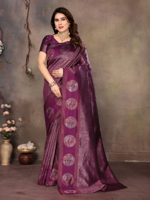 Sidhidata Woven Kanjivaram Jacquard Saree(Purple)