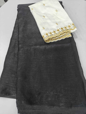 Amavii Embroidered Bollywood Chiffon Saree(Black)