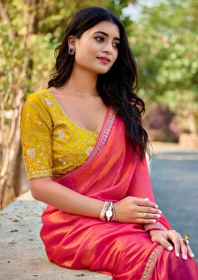 Urvashicreation Embroidered, Solid/Plain Bollywood Crepe Saree(Red)