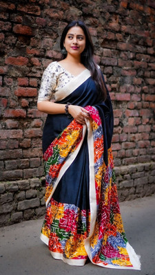 ZARISTACREATION Digital Print Bollywood Dupion Silk Saree(Blue)