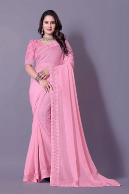 Lajamani Fashion Embellished Bollywood Georgette Saree(Pink)