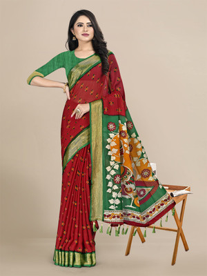 RekhaManiyar Printed Daily Wear Chiffon Saree(Maroon)