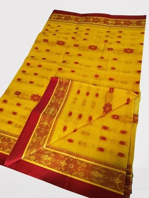 BD Taant Saree Self Design Tant Pure Cotton Saree(Yellow)