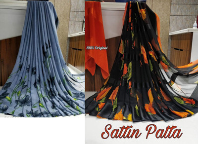Sanjana Silk Floral Print Bollywood Georgette Saree(Pack of 2, Grey)