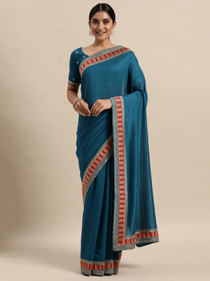 Divastri Embellished Kanjivaram Silk Blend Saree(Light Blue)
