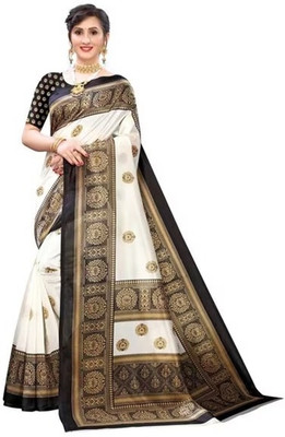 VCREATION Digital Print Bollywood Cotton Linen Saree(Green)
