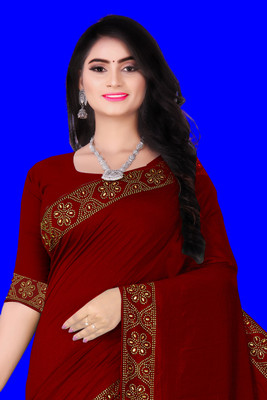 nevya creation Self Design Bollywood Chanderi, Art Silk Saree(Maroon)