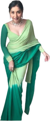 JATADHAR FAB Dyed Ready to Wear Georgette Saree(Green)