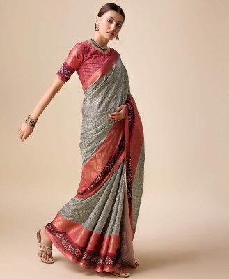 Divastri Digital Print Banarasi Tussar Silk Saree(Grey)