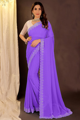 Suali Embellished Bollywood Georgette Saree(Purple)