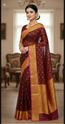 SHIVAAY ENTERPRISES Woven Banarasi Organza Saree(Maroon)