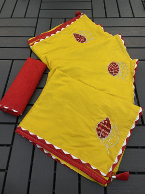 Ethina Fashion Embellished Bollywood Silk Blend Saree(Yellow)