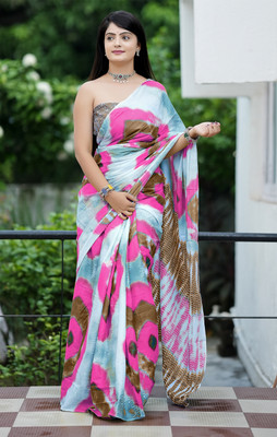 Moda Rapido Printed Bollywood Cotton Silk Saree(Pink)