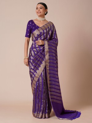 Sareemall Embellished Banarasi Viscose Rayon Saree(Purple)