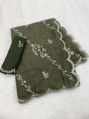 Ethina Fashion Embroidered Bollywood Georgette Saree(Light Green)